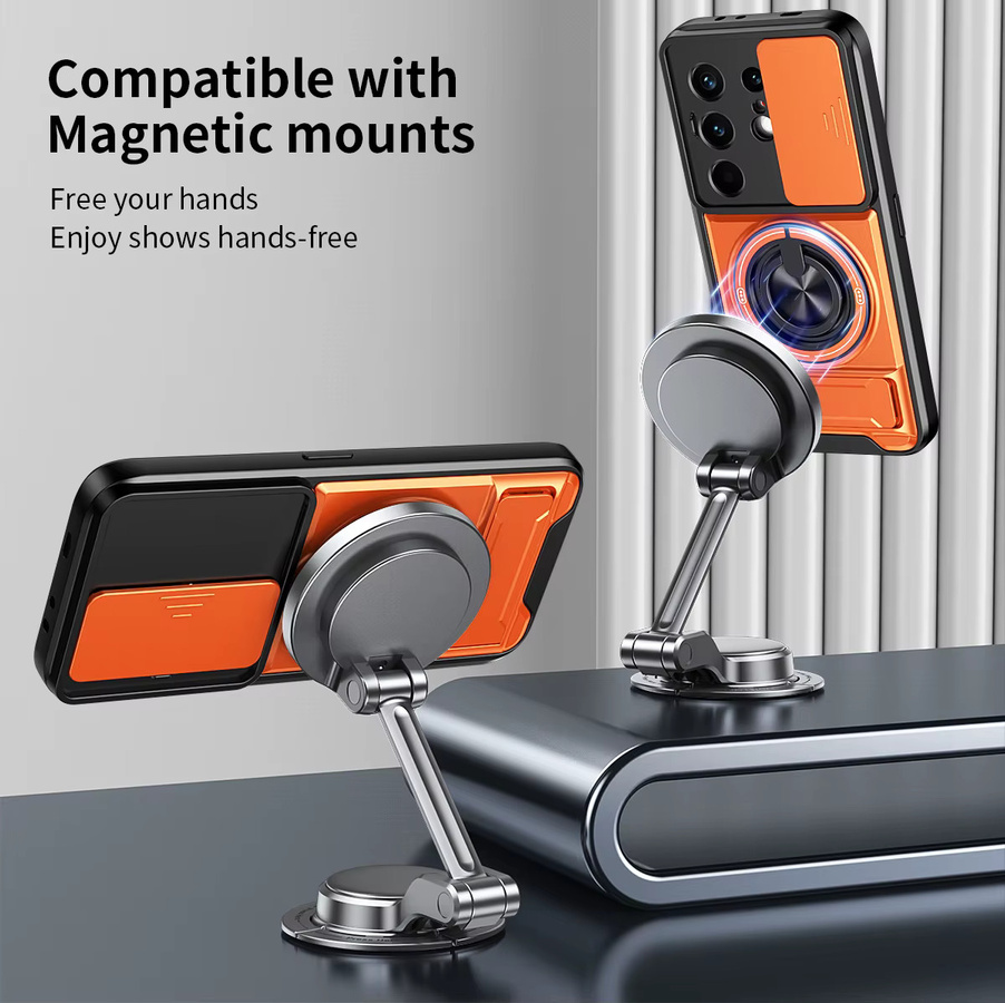 Stoßfeste Panzer-Handyhülle für Tecno Camon 50 40 30 20 Pro, Pova 6 Neo 7 Ultra mit Kameraschutz, Ständer und magnetischer Abdeckung in Orange - Bild 2