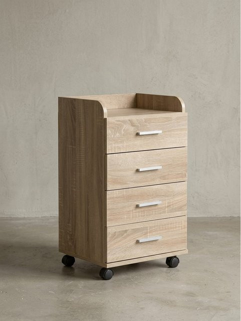 Modern Rollcontainer KADIMA DESIGN mit 4 Schubladen und Rollen, Sonoma Oak, B/T/H: 40 x 33 x 71 cm - Bild 1