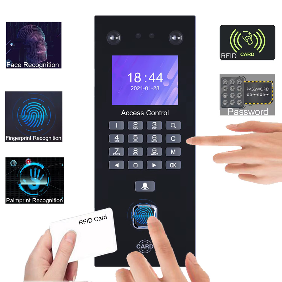 Asia-Teco Biometrisches Zutrittskontrollsystem mit Gesichtserkennung, Fingerabdruck und 125kHz RFID in Schwarz - Bild 4