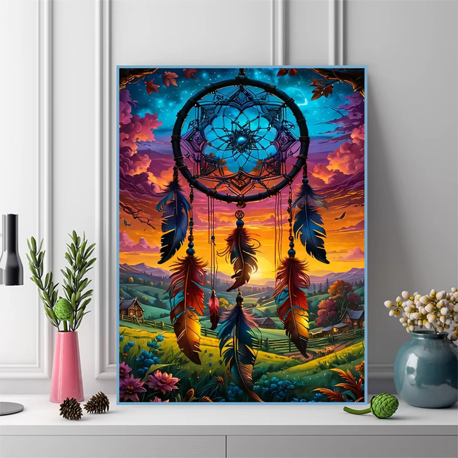 EverShine Diamant-Stickerei Traumfänger Wolken Motiv in Multicolour mit runden Strasssteinen für deine Heimdekoration B/H: 30 x 20 cm - Bild 3