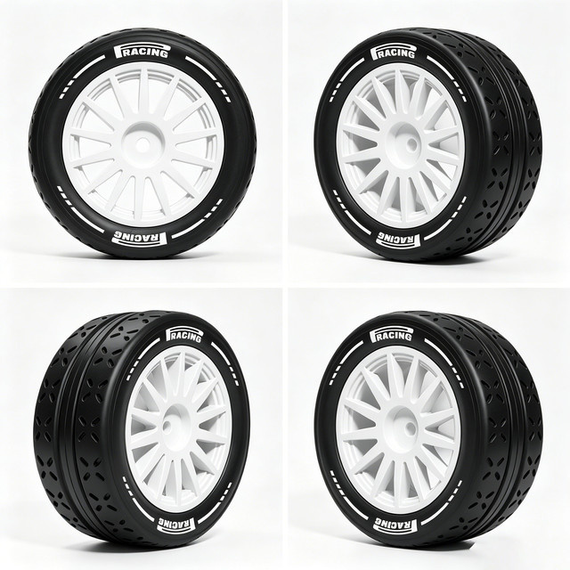 MJXRC Rallye-Rennreifen und Hartplastikräder, 4-teiliges Set, 70mm, 12mm Sechskant - Bild 1