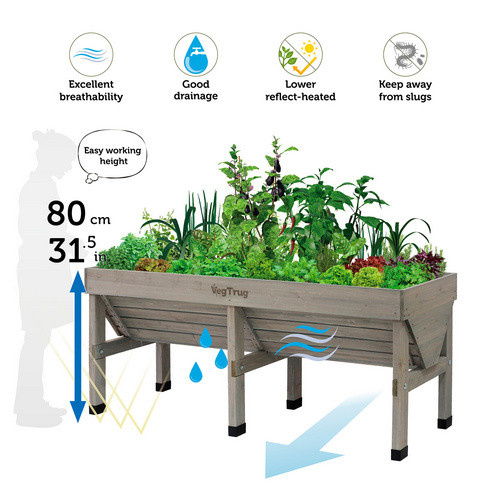 VegTrug Hochbeet Klassik aus Zeder in Grau, B/T/H: 183 x 76 x 80 cm - Bild 4