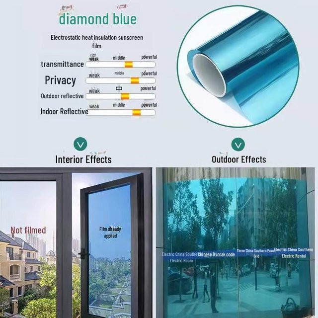 TrendVibeCN Anti-UV Einweg-Sonnenschutzfensterfolie in Hellblau, Breite: 40 cm - Bild 1