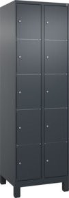 C+P Schließfachschrank Classic PLUS mit 2 Abteilen und Füßen, Farbe Anthrazitgrau, B/T/H: 60 x 50 x 195 cm - Bild 1