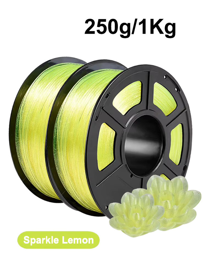 3D Maliang PLA Crystal Sparkle Lemon 3D-Drucker-Filament 1,75mm Transparent Gelb - Bild 4