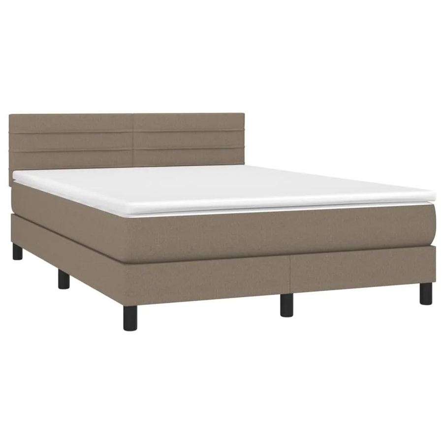 vidaXL Boxspringbett mit Matratze und LED-Unterbettbeleuchtung in Beige, Hybrid-Bett mit USB-Ladeport und Taschenfederkern, B/T/H: 140 x 200 cm - Bild 2