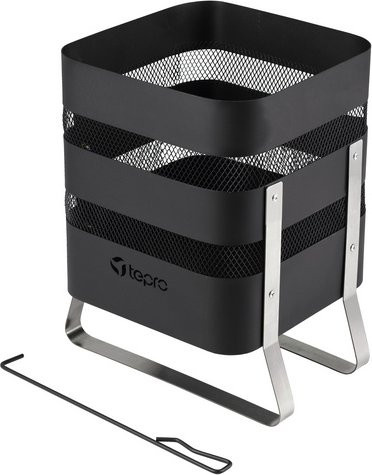 Tepro Design Feuerkorb Milburn Feuerstelle in Schwarz und Edelstahlfarben mit Ascheauffangschale und Schürhaken, Höhe: 49,5 cm - Bild 2