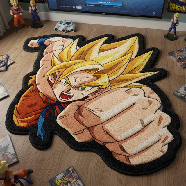 Bandai Dragon Ball Super Saiyan Goku Teppich für das Kinderzimmer, rutschfeste und weiche Spielmatte in Multicolour - Bild 1
