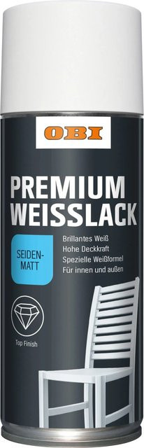 OBI Premium Weißlack Spray seidenmatt in Weiß, 400 ml - Bild 1
