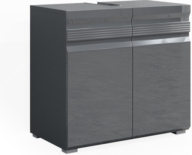 Vicco Waschbeckenunterschrank Freddy Badschrank in Anthrazit Hochglanz B: 60 cm, T: 56 cm, H: 34 cm - Bild 1