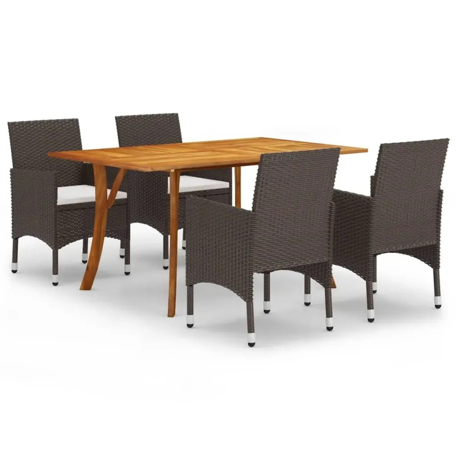 vidaXL Garten-Essgruppe aus Akazien-Massivholz, 5-teilig, Braun - Bild 2