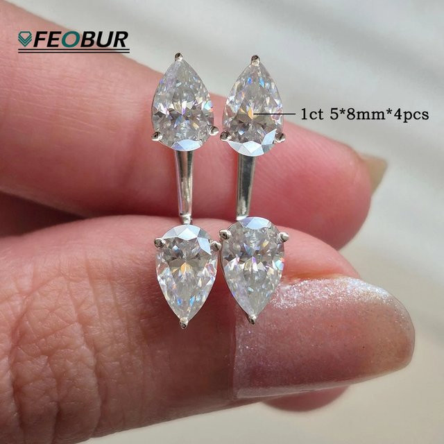 FEOBUR Ohrjacken-Ohrringe, 925 Silber, Moissanit, Diamant, Damen - Bild 1