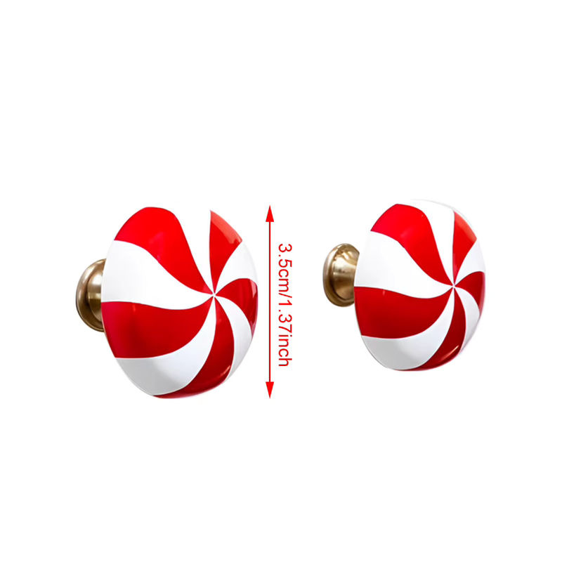2 Stück APWIKOGER Weihnachts Türknauf Abdeckungen aus Keramik in Rot mit gestreiftem Design für Schrank und Kommode - Bild 5