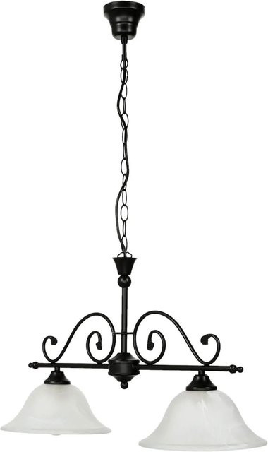 EASYLIGHT Rustikale Hängeleuchte aus Metall und Glas in Schwarz oder Weiß, Breite: 73 cm, 2x E27 - Bild 1