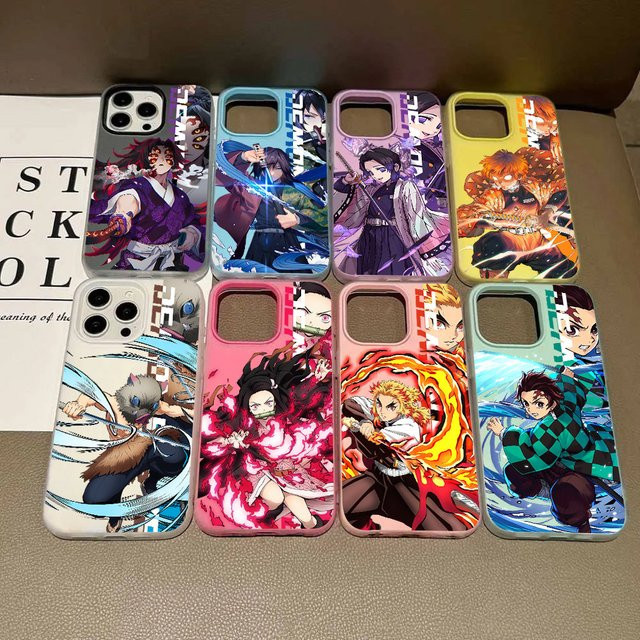 Demon Slayer Anime Silikon Handyhülle in mattem Candy-Design für iPhone 17 Air 16e 16 15 14 13 12 11 Pro Max Plus X XR, Mehrfarbig - Bild 1