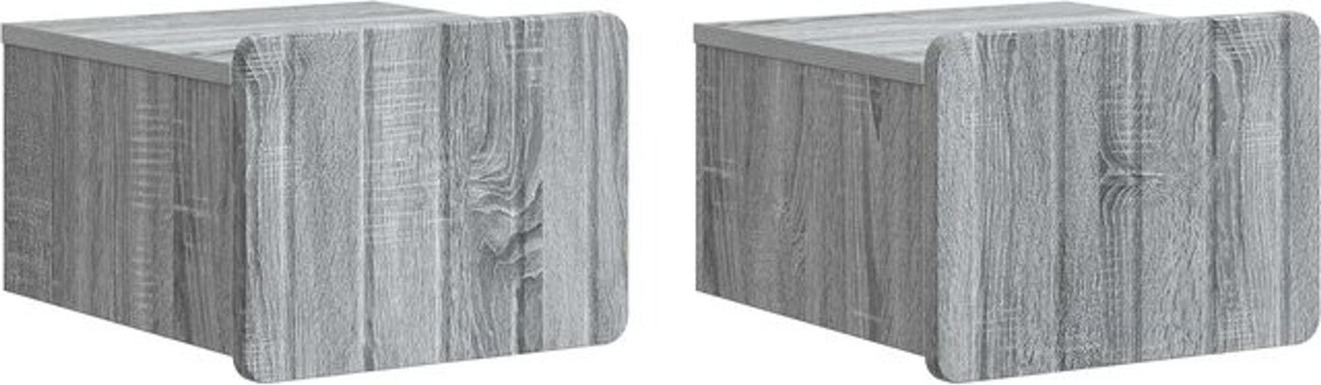 Set aus 2 wandmontierten Nachttischen von vidaXL in Grau, modernes Design aus Holzwerkstoff, B/T/H: 33 x 34,5 x 24 cm - Bild 1