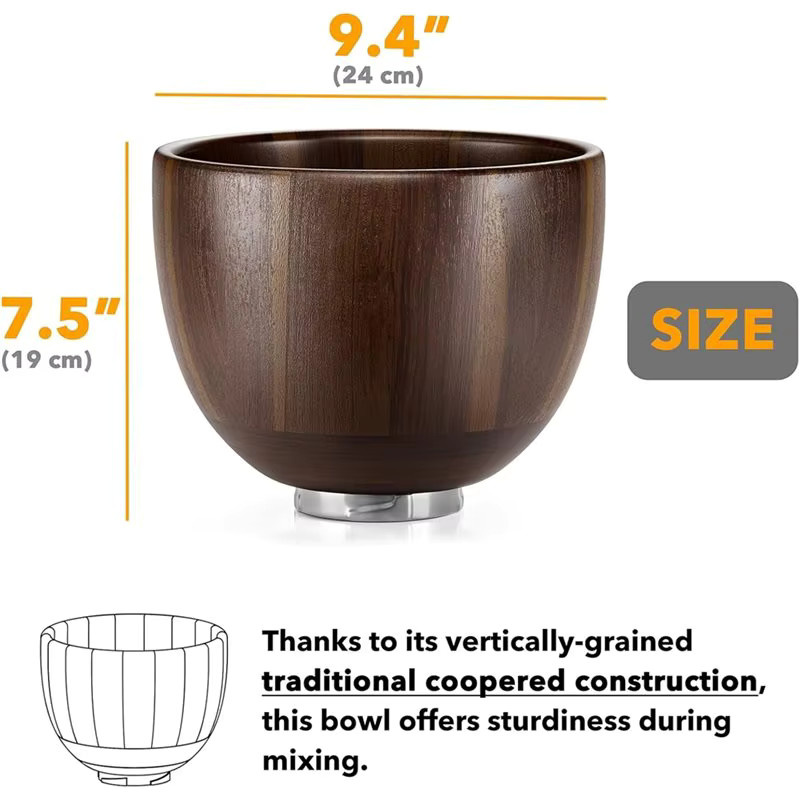 A74G Halter aus Akazienholz für KitchenAid Küchenmaschinen-Mischschüsseln (4,5 & 5 QT), Farbe: Braun - Bild 3