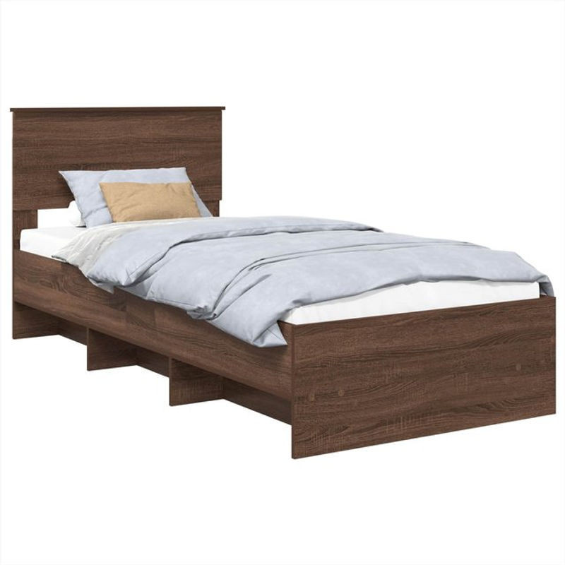 Modernes Einzelbett vidaXL aus Holzwerkstoff in Braun, B/T/H: 80 x 200 x 90 cm - Bild 1