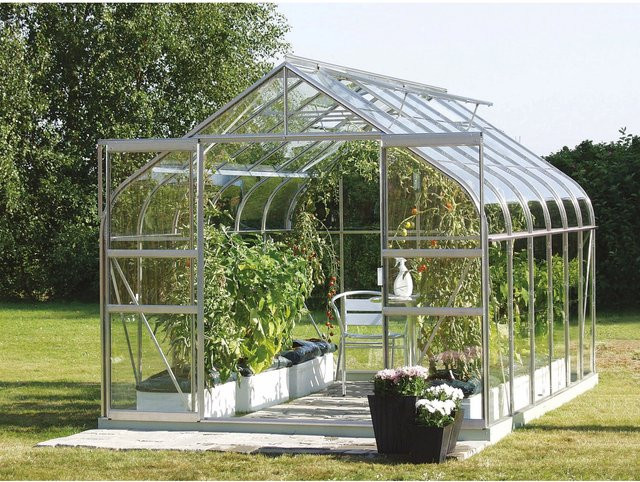 Vitavia Gewächshaus Diana 9900 in Silber mit Aluminiumrahmen, 9,9 m², ESG-Glas, Glockendach und Doppelschiebetür - Bild 4