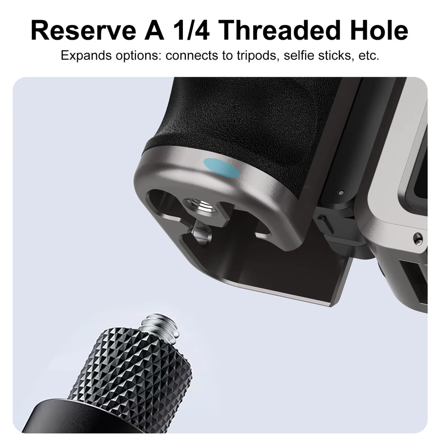 Xplorer Metall Street Grip Halter aus Aluminium Legierung für DJI Action 3, Action 4 und Action 5 Pro mit Kaltgewindeschuh für Vlog Aufnahmen - Bild 6