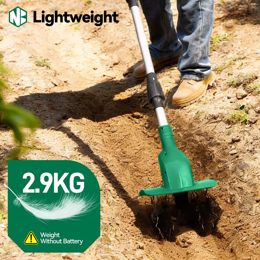 NEWBENY Elektrischer Akku-Rotationsgrubber Kultivator und Vertikutierer in Grün für Makita 21V Akku, Durchmesser: 20 cm - Bild 5