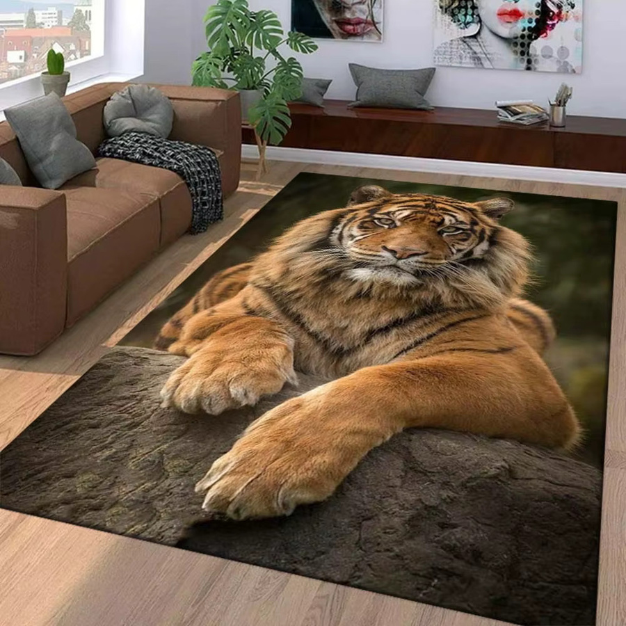 VIKAMA Teppich mit Tiger-Muster in Multicolour, weiche Flanell-Bodenmatte für Wohnzimmer und Schlafzimmer, B/T: 160 x 120 cm - Bild 2