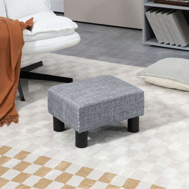 HOMCOM Rechteckiger Ottoman Fußhocker aus Leinen in Grau, B/T/H: 40 x 30 x 24 cm - Bild 2