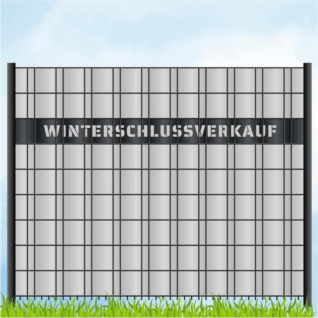 zaun zu® Sichtschutzstreifen mit Laser Beschriftung Winterschlussverkauf in Anthrazit, Länge: 2,55 m - Bild 1