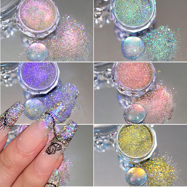HotPress Aurora Diamond Nail Art Pulver, 0,3g, Reflektierendes Kristall-Chrom-Pigment - Bild 1