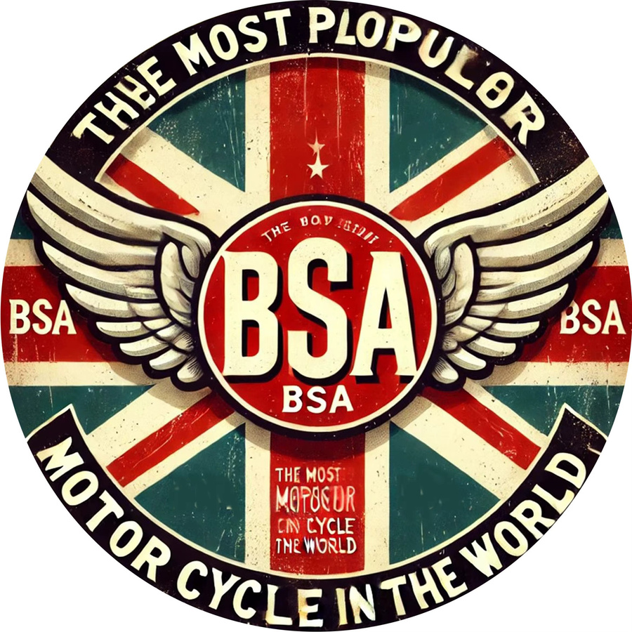 Potdemiel Vintage BSA Motorrad Metallschild Rund, Multicolor, Durchmesser: 20,32 cm - Bild 3