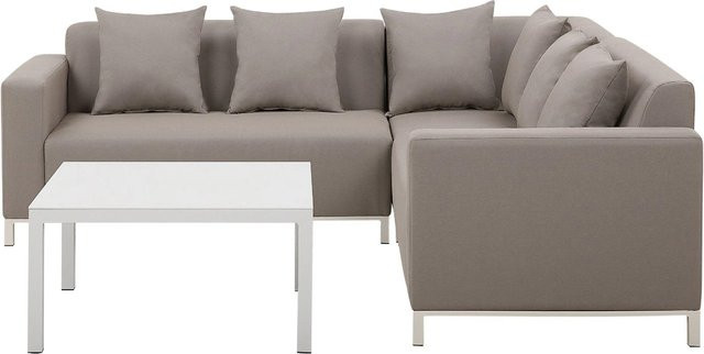 Beliani Lounge Set BELIZE linksseitig in Taupe mit Polsterung und Kissen, B/T/H: 223 x 223 x 75 cm - Bild 1