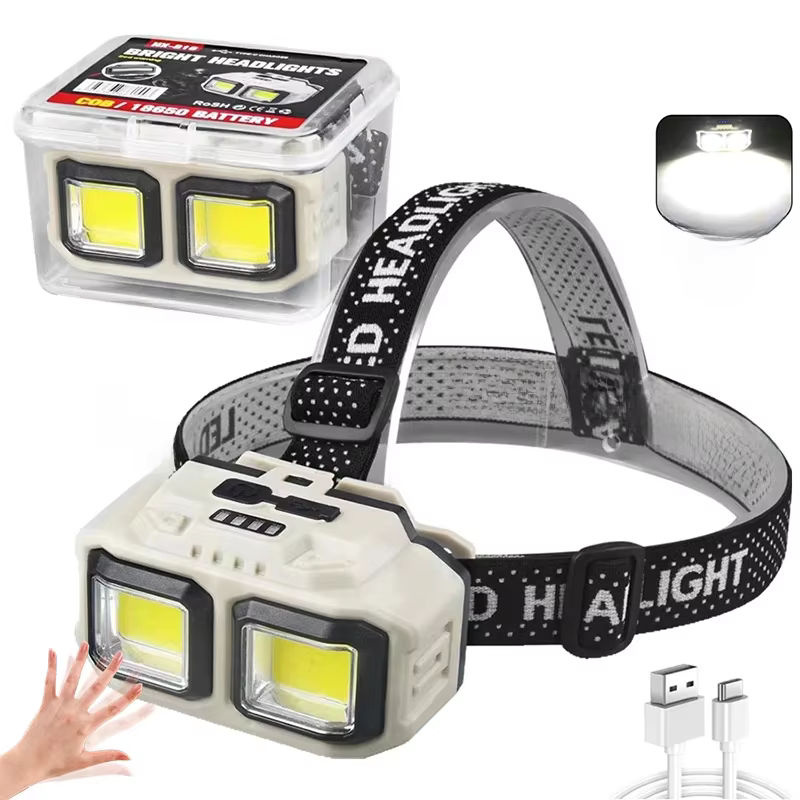 KDULIT LED-Induktionsscheinwerfer Typ C in Weiß, wiederaufladbare Kopf-Taschenlampe mit 4 Beleuchtungsmodi, wasserdicht für Camping, Angeln und Bergbau - Bild 7
