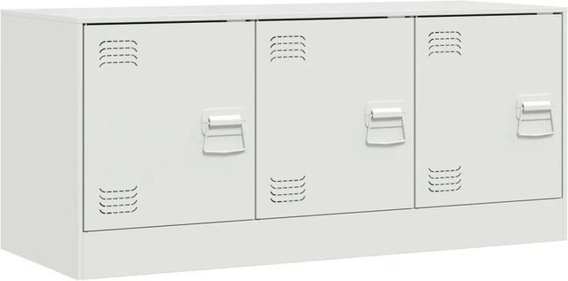 vidaXL TV-Schrank aus kaltgewalztem Stahl in Weiß, B/T/H: 99 x 39 x 44 cm - Bild 1