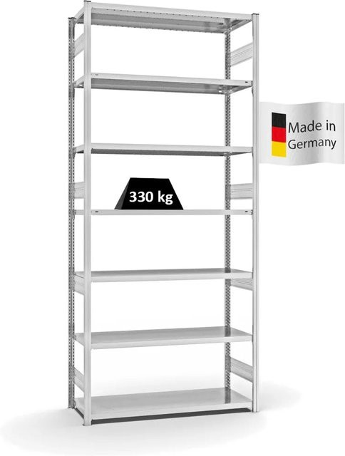PROREGAL Fachbodenregal Stecksystem T-Profil Heavy-Duty Grundregal, 7 Ebenen, Lichtgrau, H x B x T: 300 x 130 x 50 cm - Bild 1