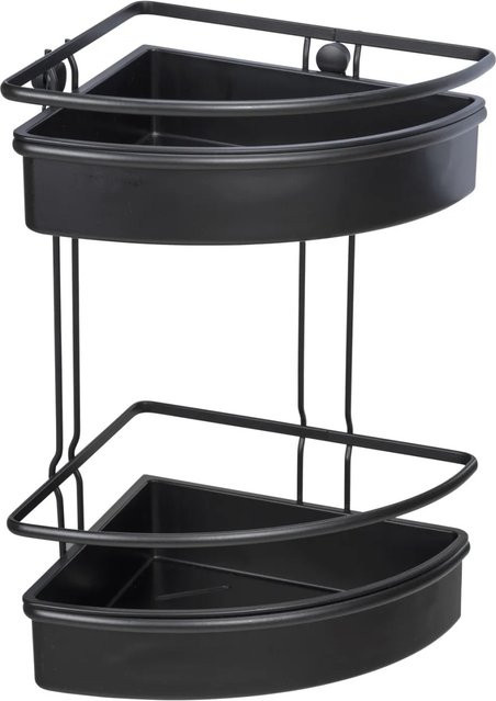 WENKO Eckregal Molinella 2 Etagen Schwarz matt lackiert für Badezimmer und Dusche B/T/H: 21,5 x 35,0 x 30,0 cm - Bild 1