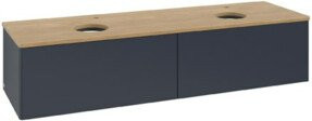 V&B Waschtischunterschrank Antao ohne Frontstruktur, Eiche honig lackiert, Wandmontage, Breite: 160 cm, Tiefe: 50 cm - Bild 1