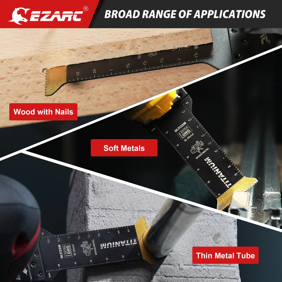 EZARC 12-teiliges Titan-Oszillierwerkzeug-Klingen-Set für Metall und Holz mit Standard- und Extra-Längen - Bild 2