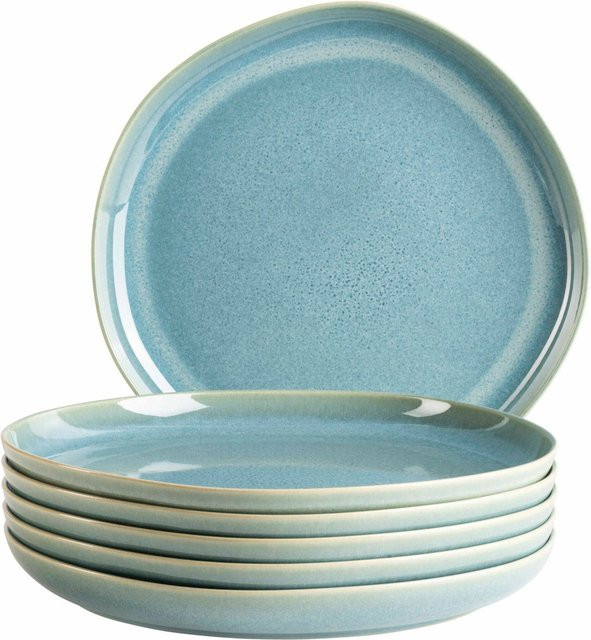 Mäser Teller Set Cordelia aus Steinzeug in Blau, 6-teilig mit Desserttellern - Bild 1
