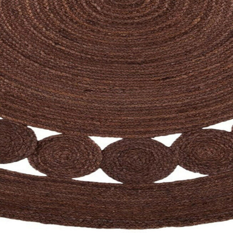 Handgefertigter runder Jute Teppich von King of the Jute Rugs in Braun, rustikales Design für Innen- und Außenbereiche, Durchmesser: 60 cm - Bild 2