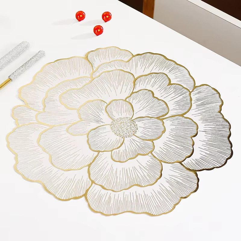 Dekorative PVC Tischsets mit Blumenmuster, hitzebeständige Tischpads und Untersetzer für Esszimmer, Party oder Hochzeit - Bild 3