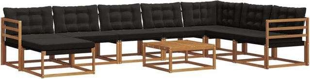 vidaXL Outdoor-Sofagarnitur aus Akazienholz mit Textilene und Kissen, 25-teiliges Set, Natur und Schwarz - Bild 1
