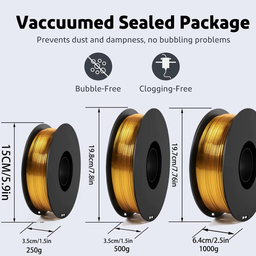 DINGSUN 3D Seiden-PLA-Filament Gold, 1,75 mm, glänzendes FDM-Verbrauchsmaterial mit einer Maßgenauigkeit von +/- 0,02 mm - Bild 2