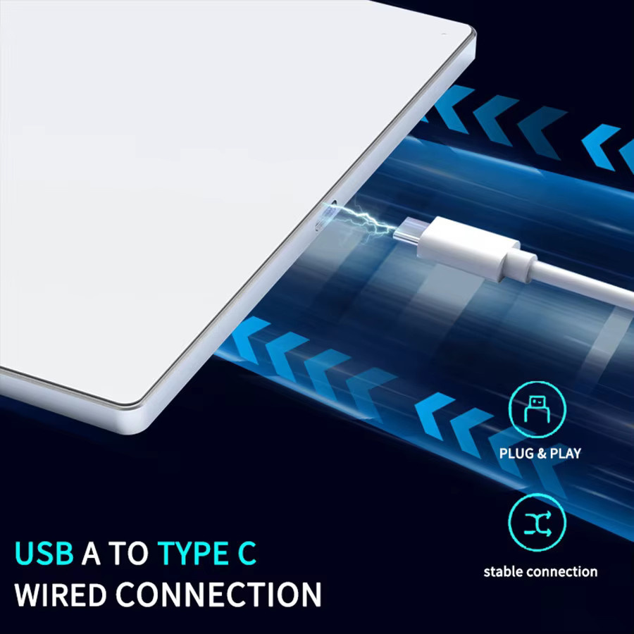 JOMAA Kabelgebundene Multi-Touch-Trackpad-Maus mit Glasoberfläche in Weiß - Bild 4