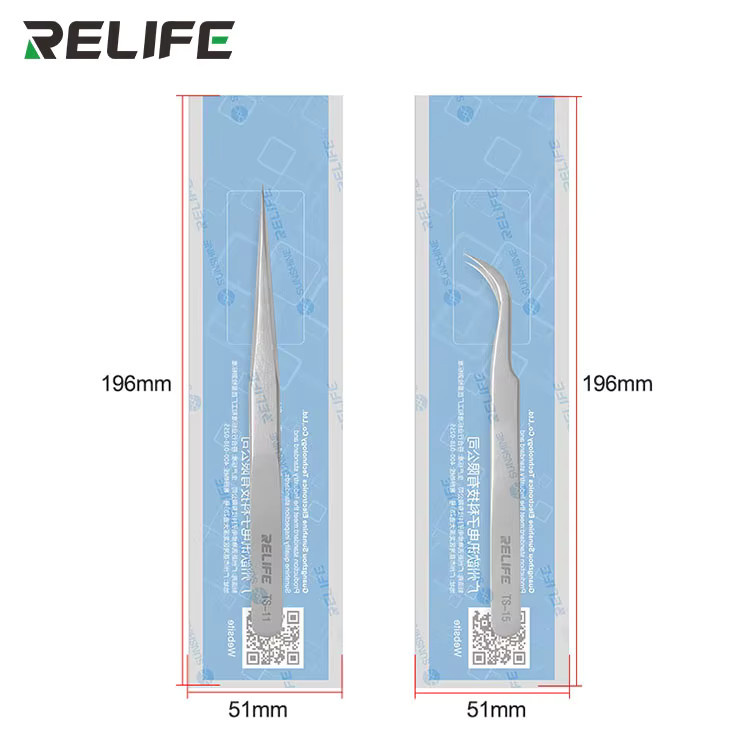 RELIFE Präzisionspinzette TS-11 TS-15 in Silber für die Reparatur von Mobiltelefonplatinen und CPU-ICs - Bild 1