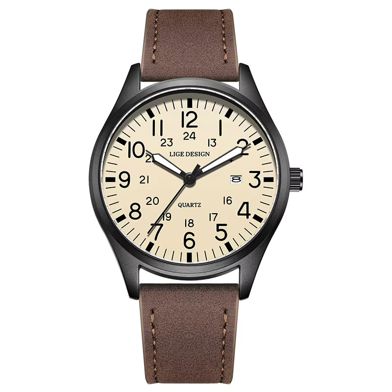 LIGE Armbanduhr, Quarz, Textil/NATO, Weiß, Herren - Bild 6