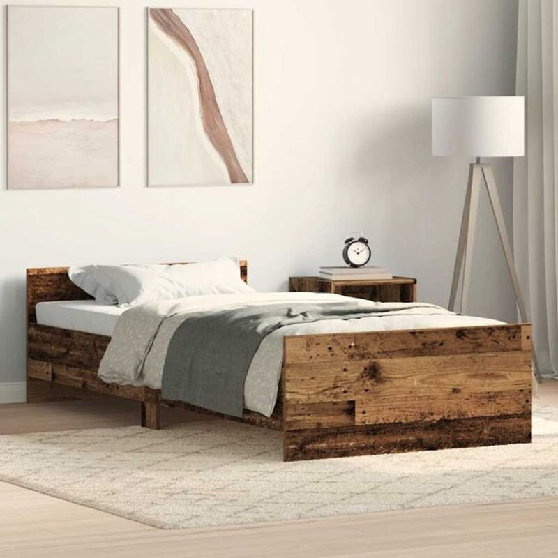 Vidaxl Einzelbett Bettgestell in Landhaus-Optik aus Holzwerkstoff, Braun, B/H: 75 x 190 cm - Bild 1