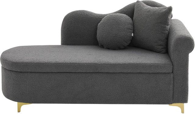 Merax Chaiselongue mit Wellen-Design in Grau, Bouclé-Stoff, L-Form mit Stauraum, B/T/H: 134 x 70 x 64 cm - Bild 1