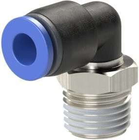 Riegler L-Steckverschraubung Blaue Serie, drehbar, R 1/4 außen, Durchmesser 10 mm, Messing, Blau - Bild 1