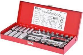 KS Tools 3/8 Zoll Steckschlüssel-Satz, 30-teilig, Chrome Vanadium, Rot - Bild 1