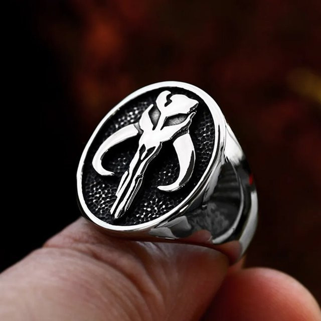 NORTHMAN Ring Edelstahl, Vintage, Schädel, Silber, Unisex - Bild 1